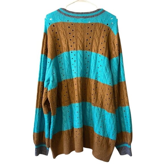 Torrid Plus Vegan Cashmere Teal Pointelle Pullover Henley Rainbow Patch Measured - Picture 2 of 13